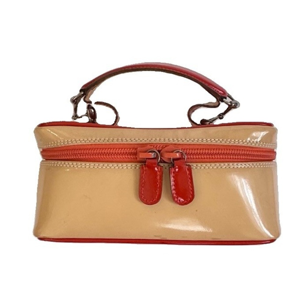 Gucci Horsebit Vanity Bag Enamel Orange Beige Rare